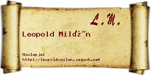 Leopold Milán névjegykártya